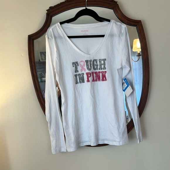 NWT Columbia Wome Large Cotton Tough In Pink Graphic LS Tee - Picture 1 of 6